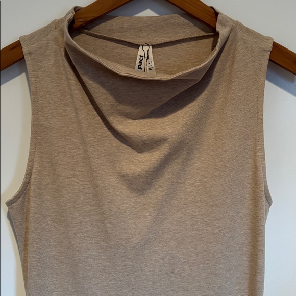 NWT Pact Fit & Flare Cowl Neck Dress with pockets in Wheat Heather - organic! - Picture 2 of 13